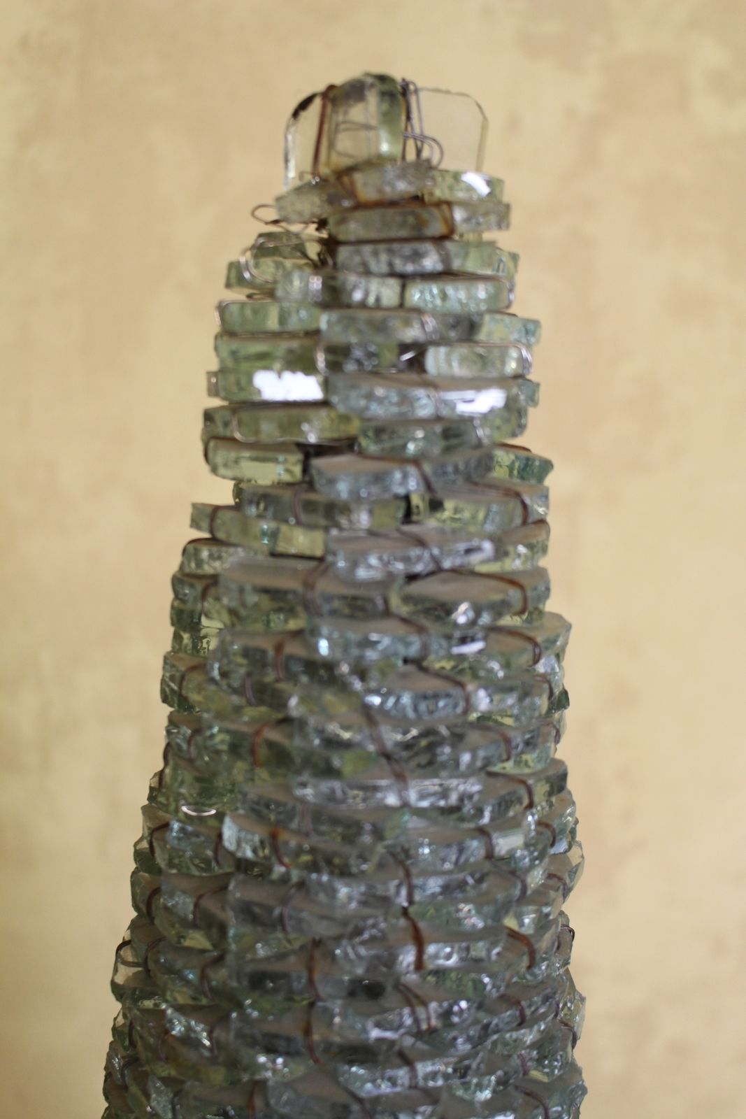 Amazing French 1970’s Wired Glass Floor Lamp 159cms photo for sale