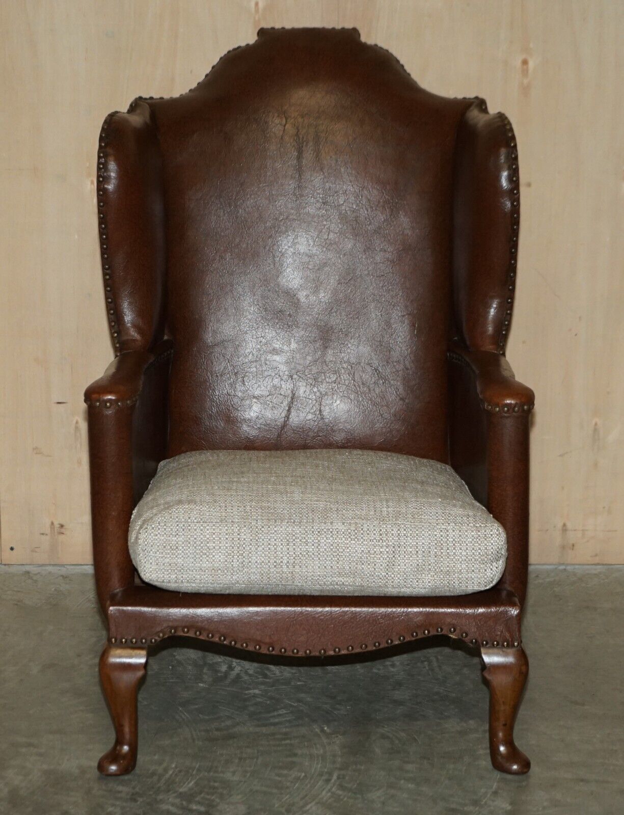 Antique Pair Of Circa 1880 William Morris Carved Legged Wingback Armchairs photo for sale