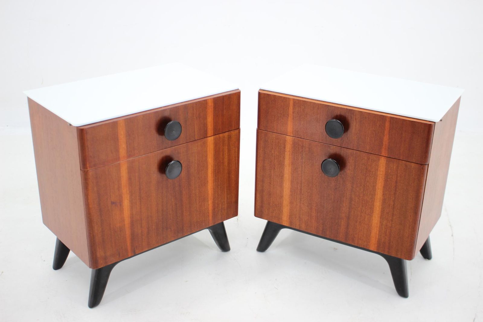 1950s Jindrich Halabala Mahogany Bedside Tables ,Czechoslovakia photo 931.0