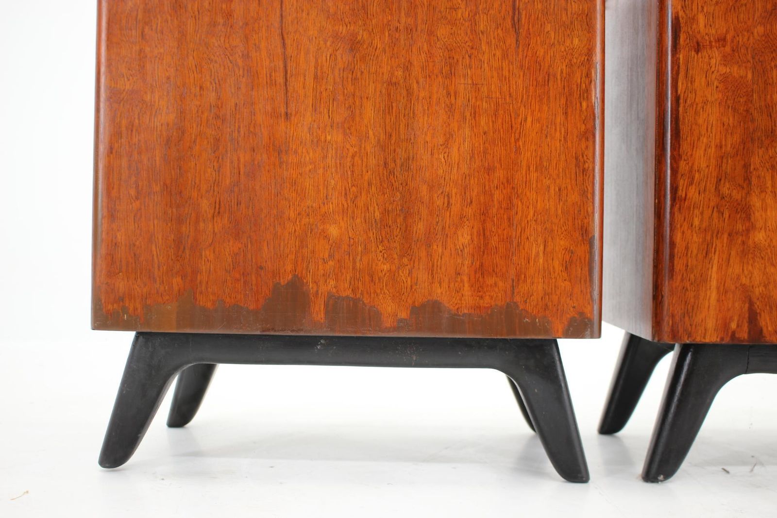 photo furniture 1950s Jindrich Halabala Mahogany Bedside Tables ,Czechoslovakia