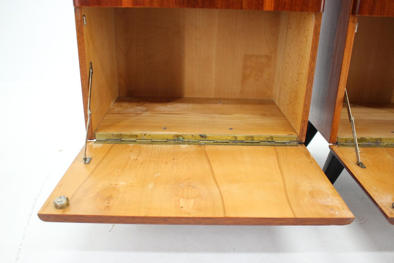 photo vintage 1950s Jindrich Halabala Mahogany Bedside Tables ,Czechoslovakia
