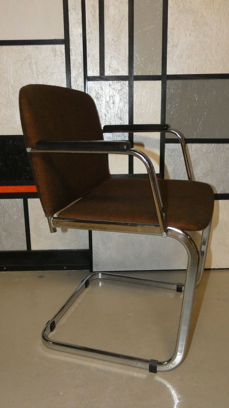 photo for sale Vintage Italian Dining Armchairs In Wool And Steel, 1970s, Set Of 4