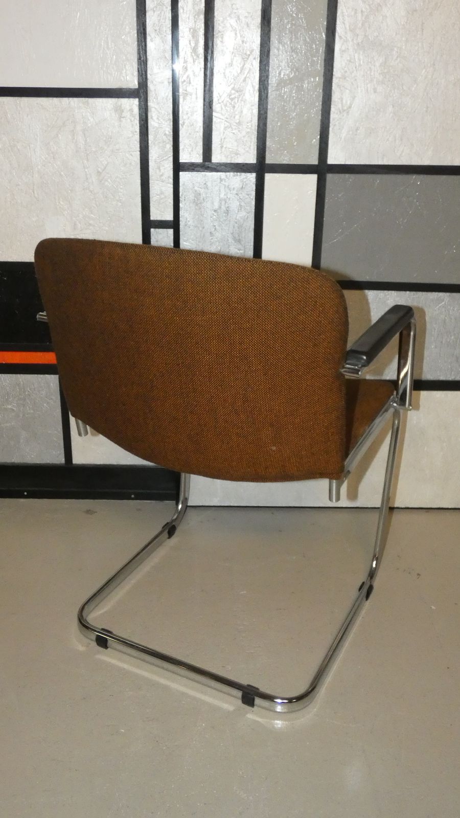 photo vinterior Vintage Italian Dining Armchairs In Wool And Steel, 1970s, Set Of 4