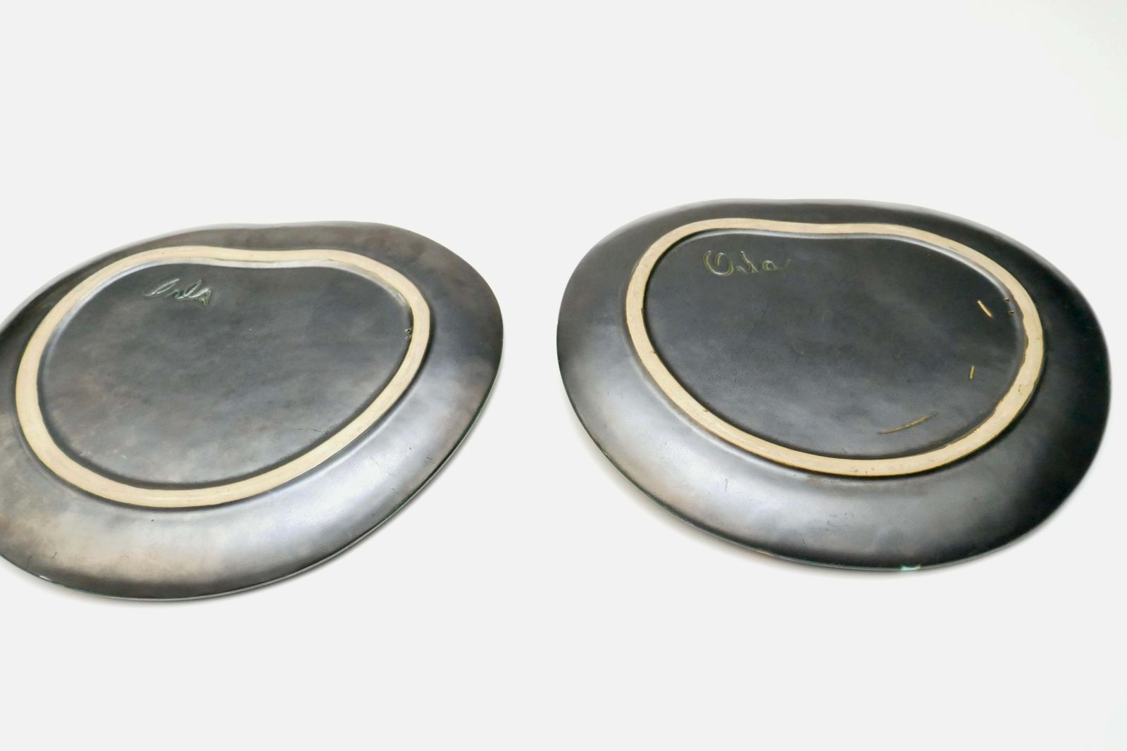 photo furniture Free Form Surrealist Black Ceramic Dishes/Plaques By Peter Orlando, France,1960s