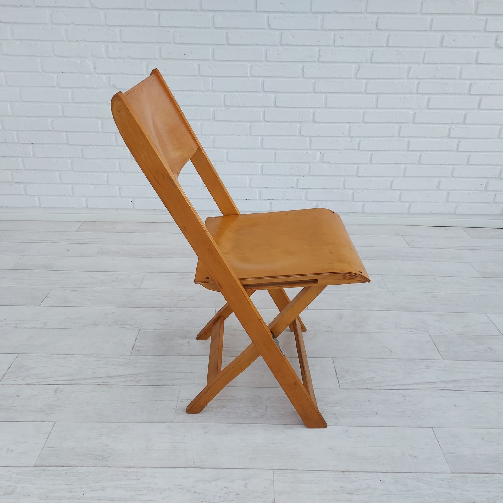 photo furniture 60s, Danish Design, Set Of 3 Pcs Folding Chairs, Plywood