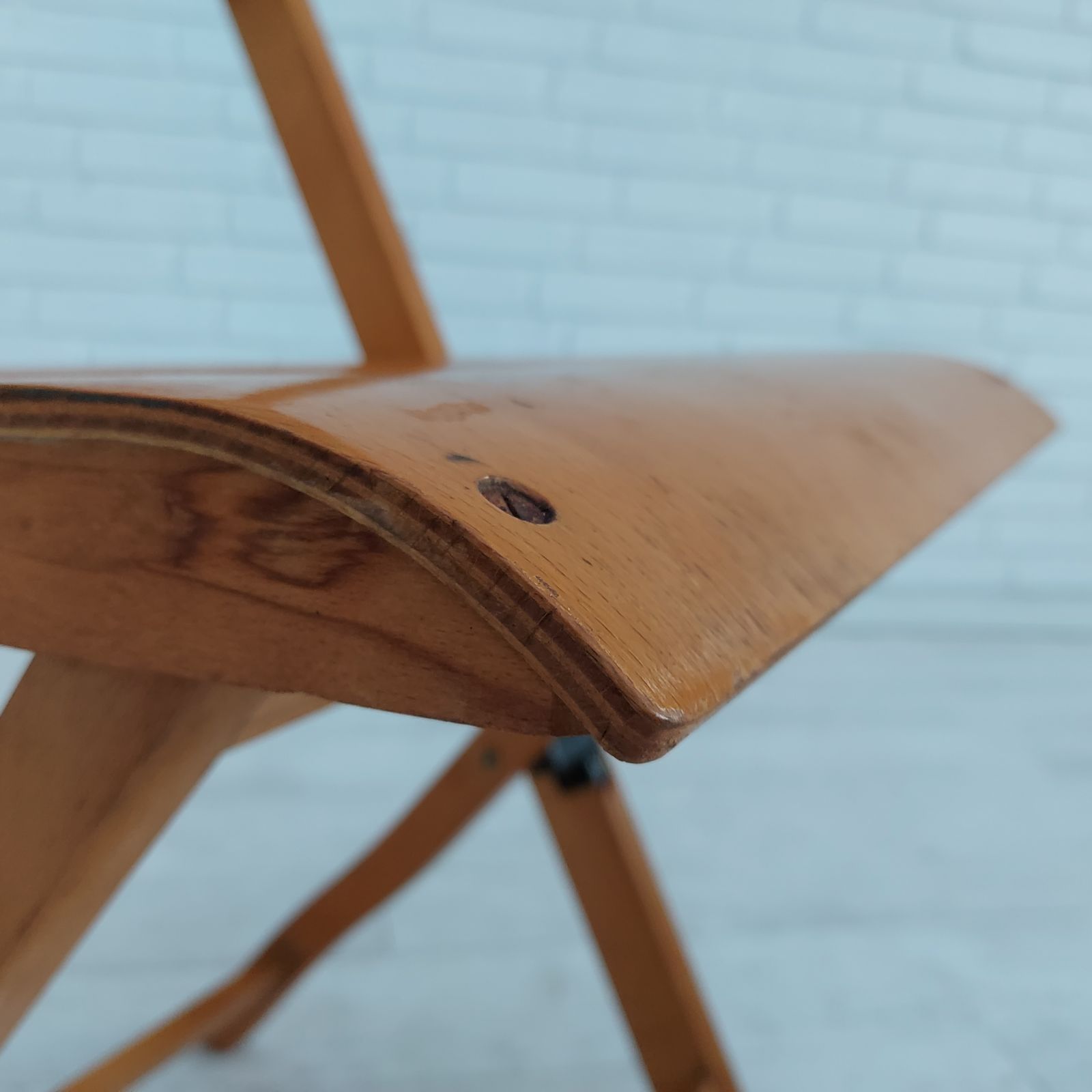photo vintage 60s, Danish Design, Set Of 3 Pcs Folding Chairs, Plywood