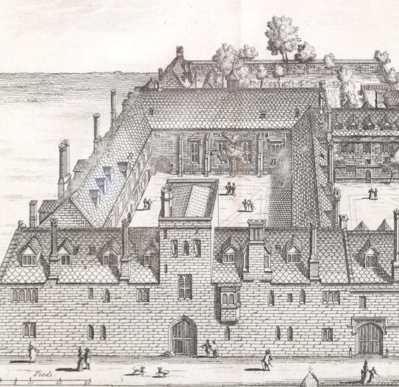 Lincoln College, Oxford 1727 Engraving By Pieter Van Der Aa After David Loggan photo for sale