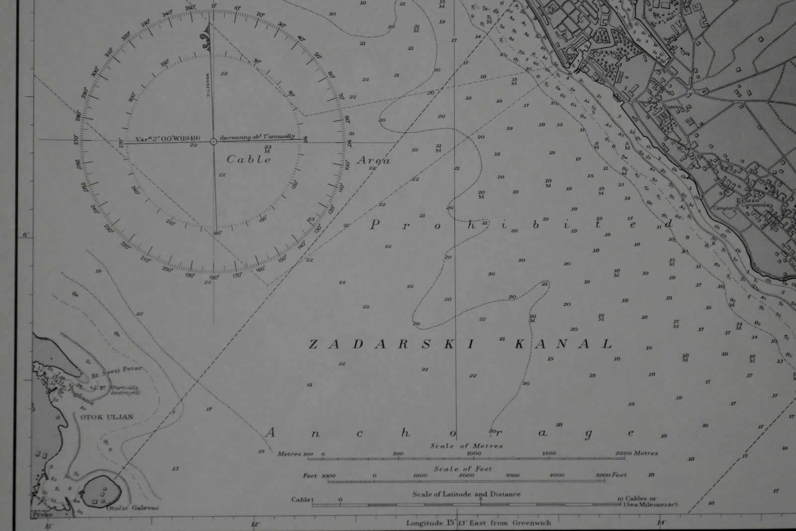 Nautical Chart Zadar Port Adriatic Sea Maritime Admiralty photo Art