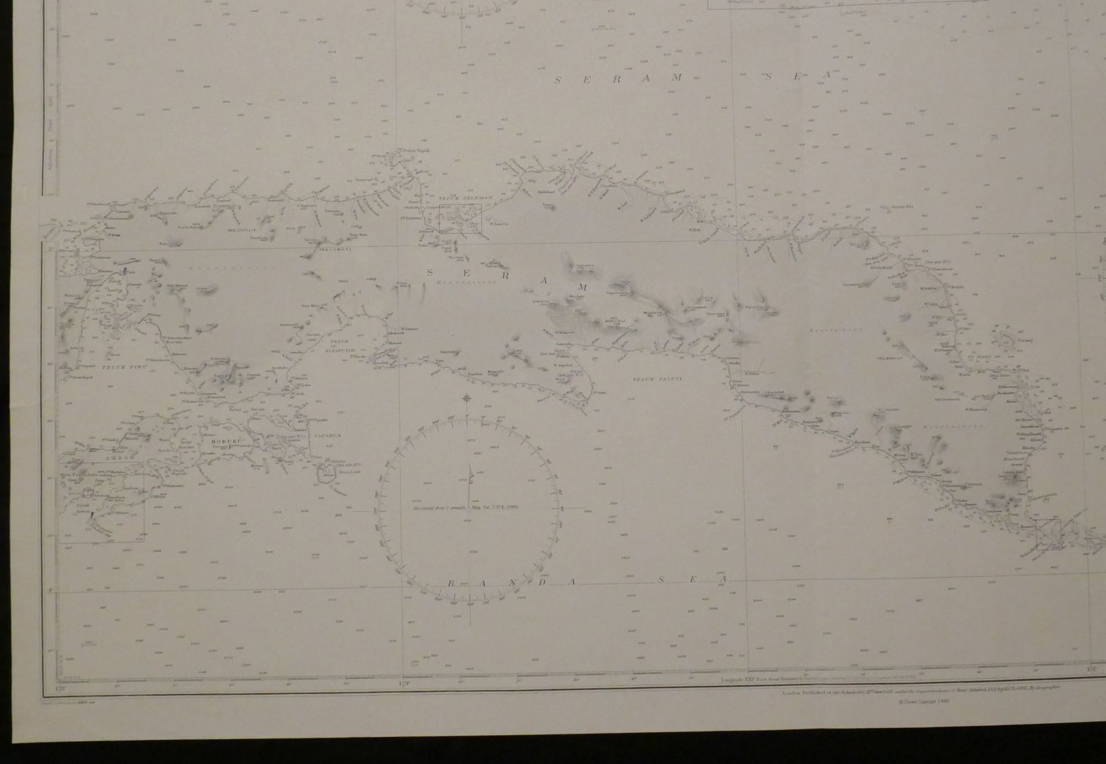 Nautical Chart Eastern Portion Of Seram Sea Indonesia Admiralty 1980 photo furniture