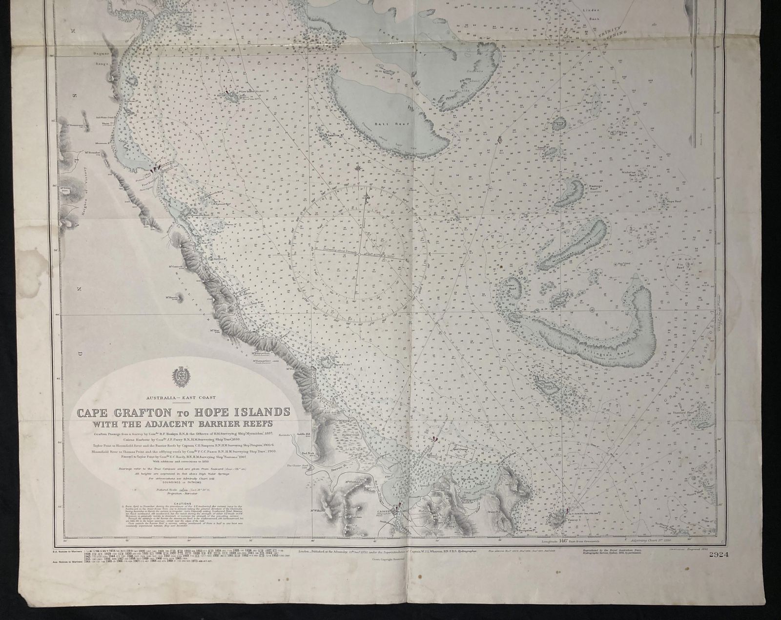 Nautical Chart Cape Grafton To Hope Islands Australia East Coast Admiralty 1973 photo furniture
