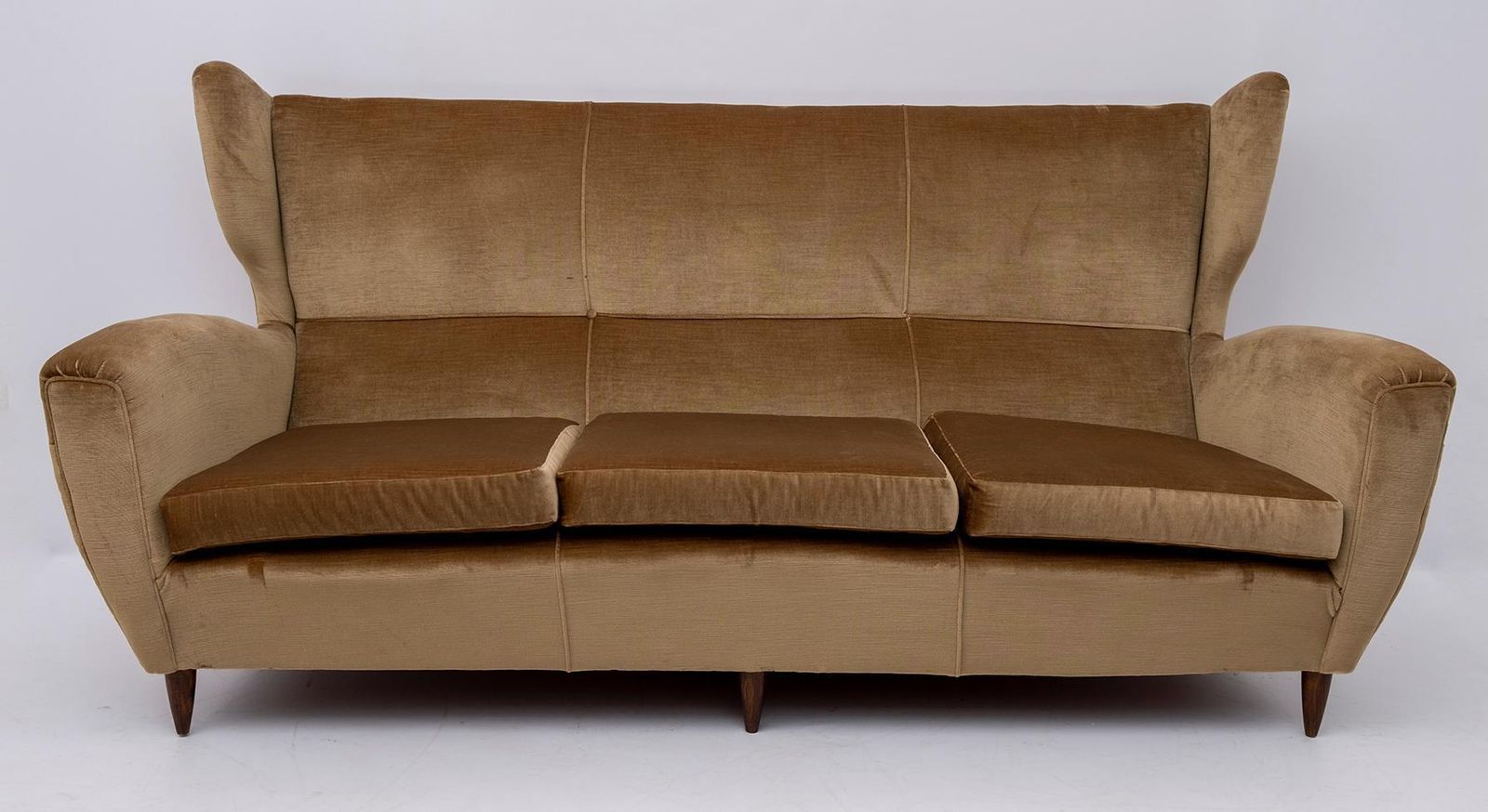 Gio Ponti Mid Century Modern Italian High Back Sofa, 1950s photo for sale