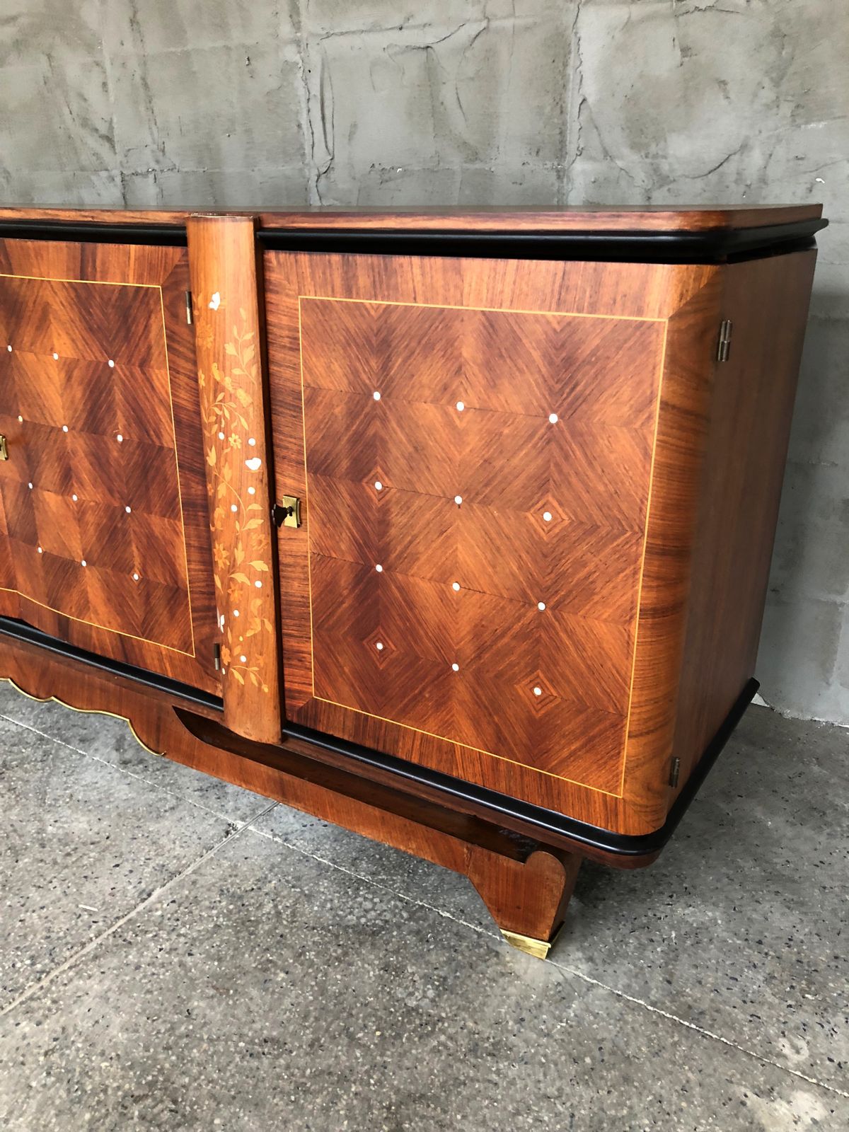 Furniture Exceptional French Art Deco Palisander Marquetry Sideboard Of Jules And Andre Leleu With Inlaid Of Mother Of Pearl photo