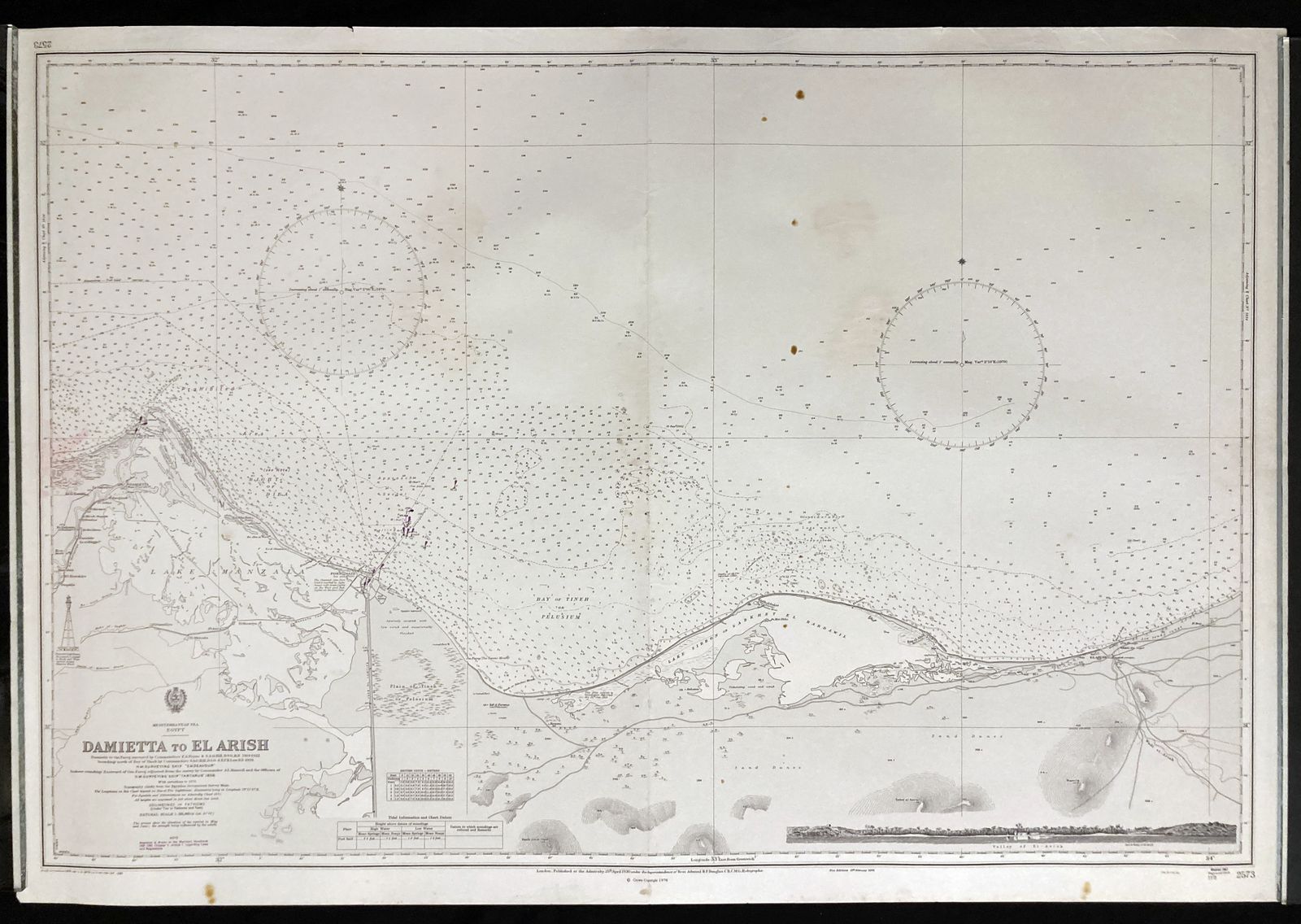 Nautical Chart Damietta El Arish Egypt Mediterranean Sea Admiralty 1976