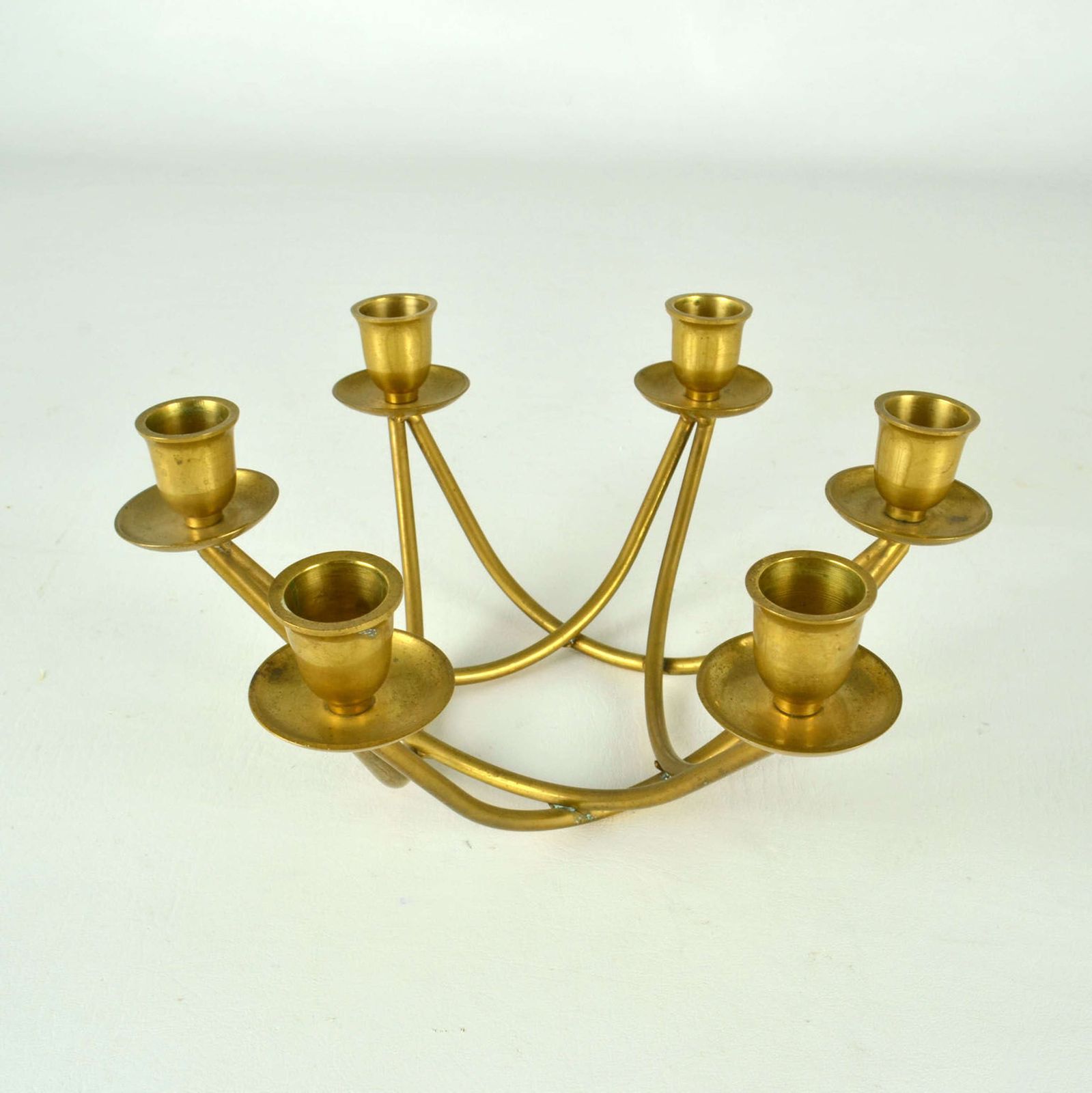 View Larger Image Of Group Of Four Brass Candelabras With Organic Curv photo 1750.0