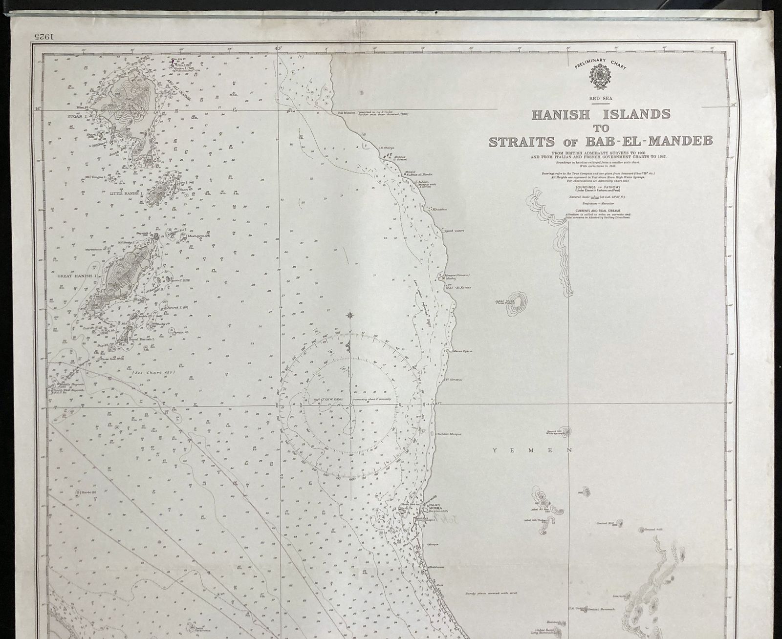 Nautical Chart Hanish Islands Straits Of Bab El Mandeb Red Sea Admiralty 1950 photo furniture