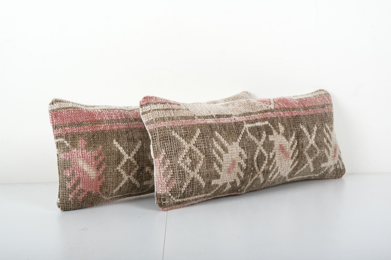 Set Of Two Anatolian Carpet Rug Pillow, Pair Lumbar Pillow Cover, Ethnic photo furniture