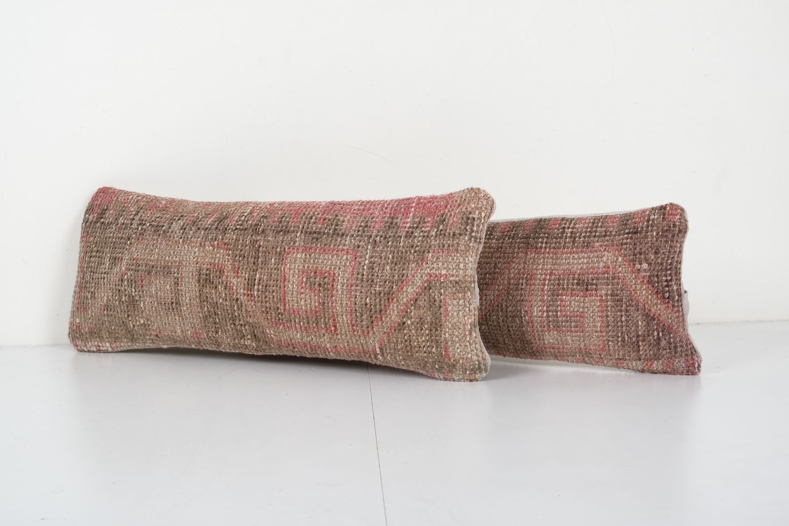 Set Of Two Anatolian Oblong Cushion, Ethnic Faded Vintage Handmade Lumbar photo furniture