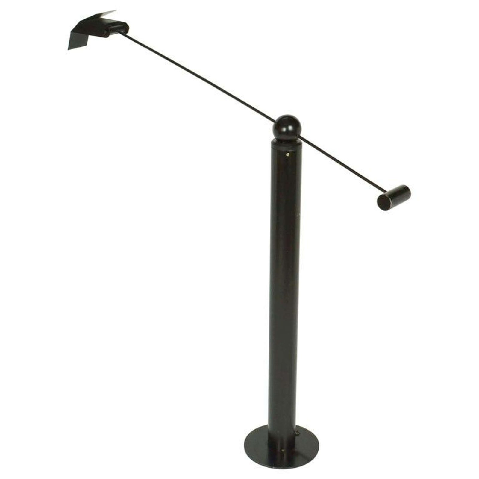 Minimalist Counterbalance Black Floor Lamp Att. To Swiss Baltensweiler