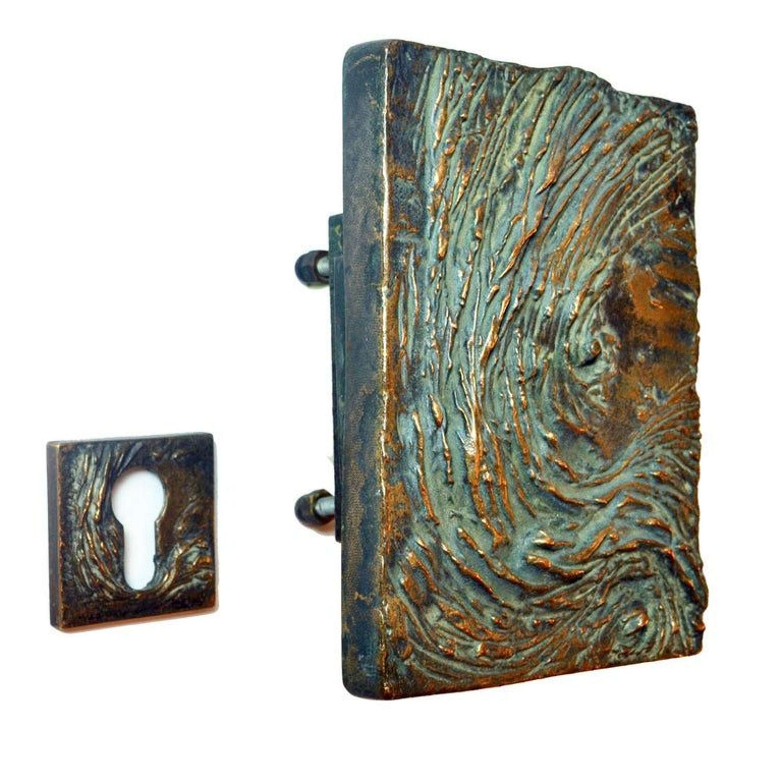 Door Handle And Key Holder In Bronze Wave Relief photo for sale