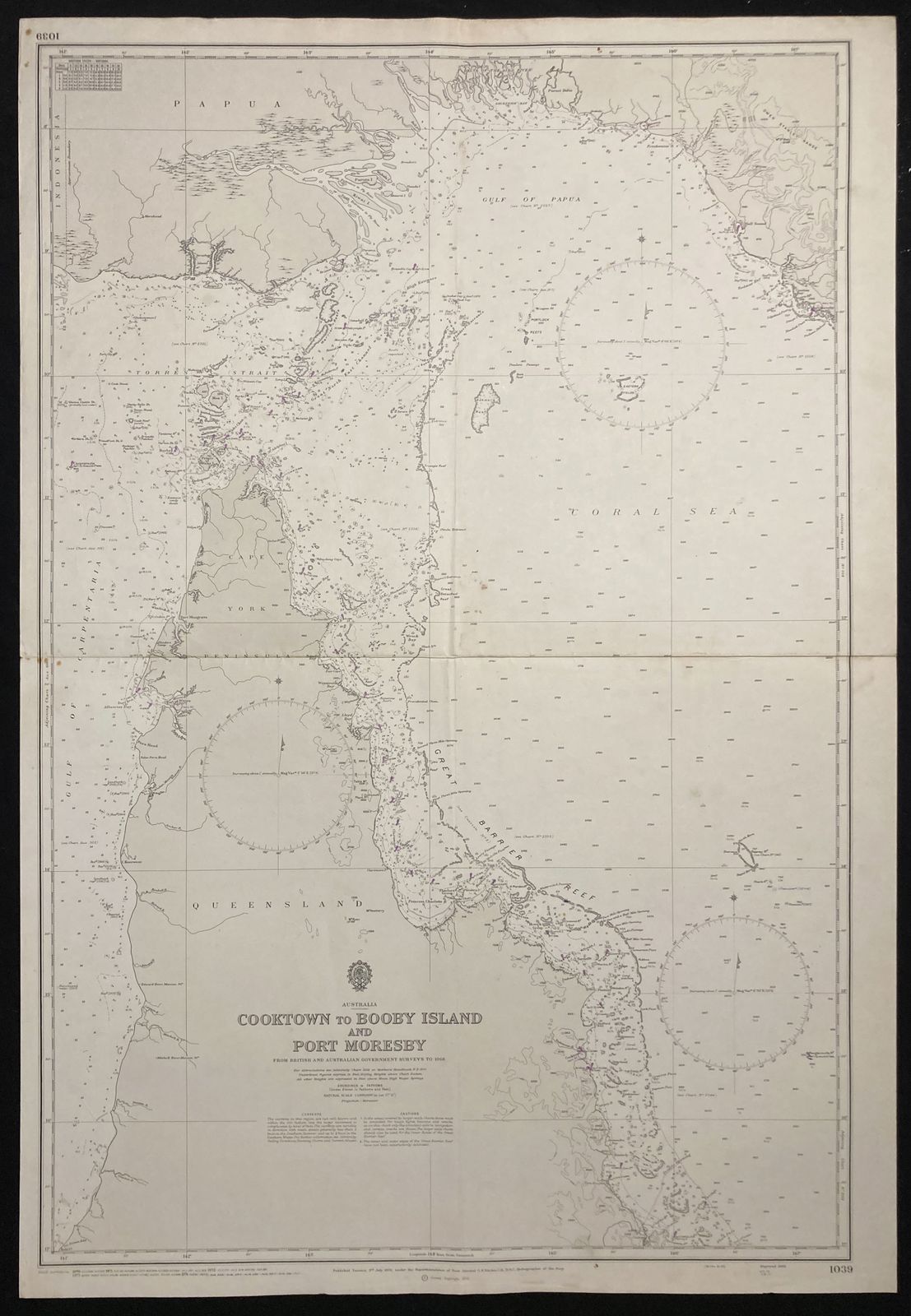 Nautical Chart Cooktown Booby Islands Port Moresby Australia Admiralty 1972