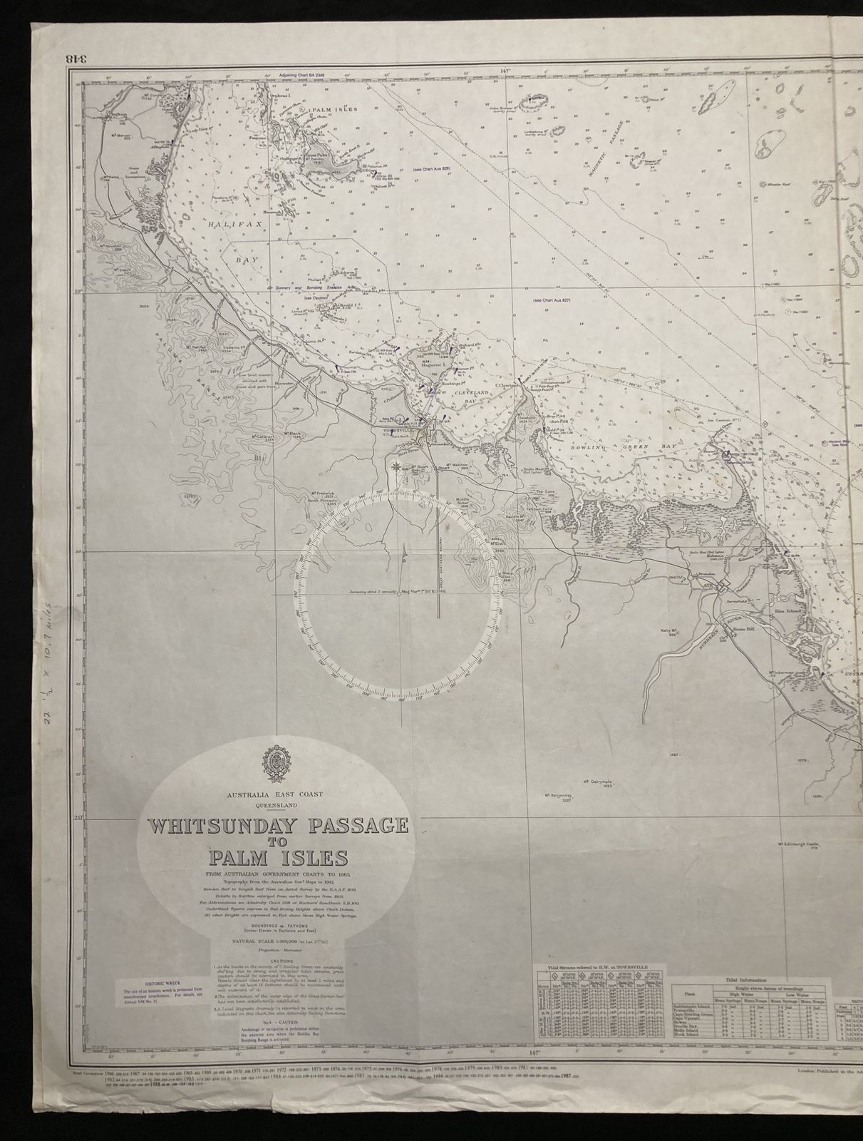 Nautical Chart Whitsunday Passage To Palm Isles Australia Aus 348 Ran 1988 photo for sale