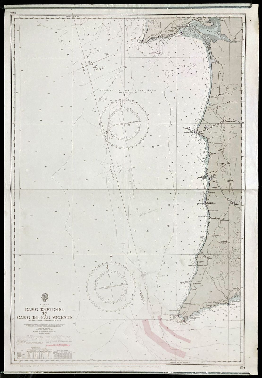 Nautical Chart Portugal Admiralty Cabo Espichel Sao Vicente 1967