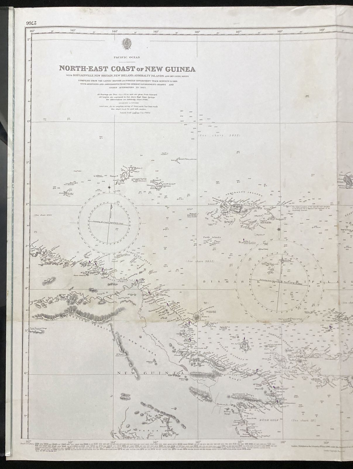 Nautical Chart New Guinea Admiralty Pacific Ocean 1886 photo for sale