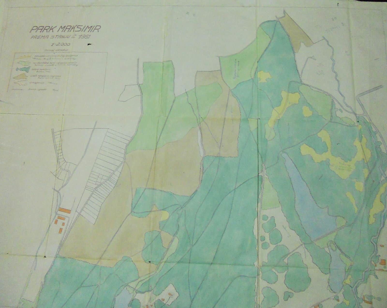 Giant Maksimir Park Map Zagreb Colored Croatia Detailed Plants Plan photo for sale