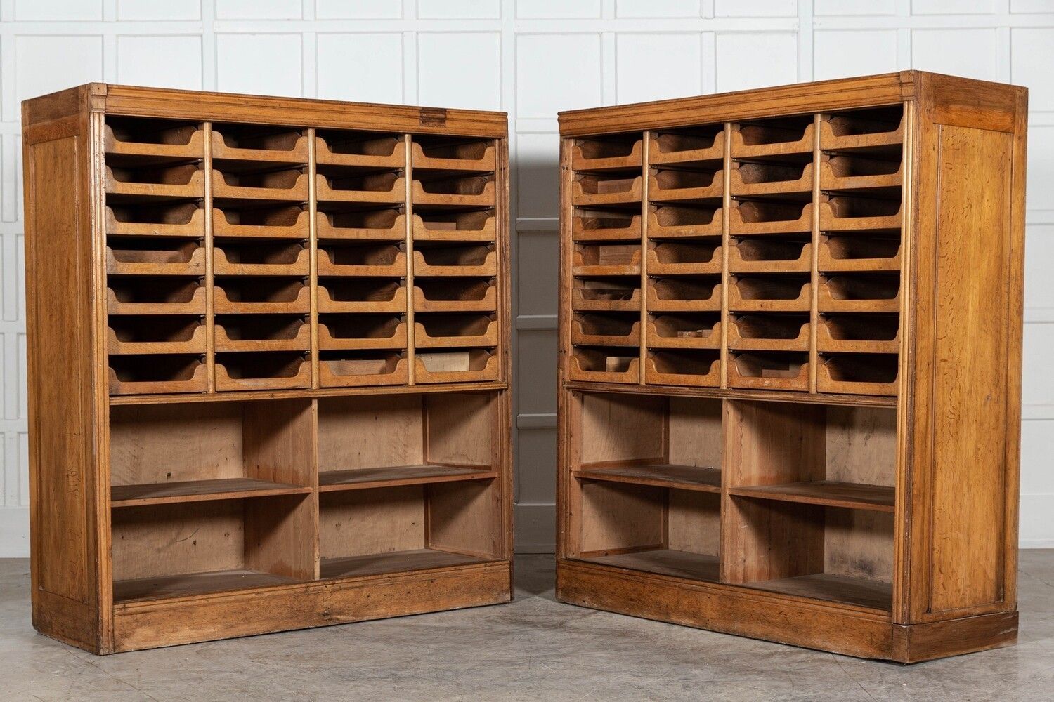 Pair Monumental English Oak Haberdashery Cabinets photo buy