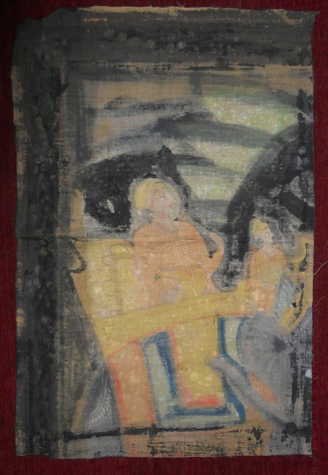 1960s Original Traditional Tempera Painting On Canvas India 8 photo furniture