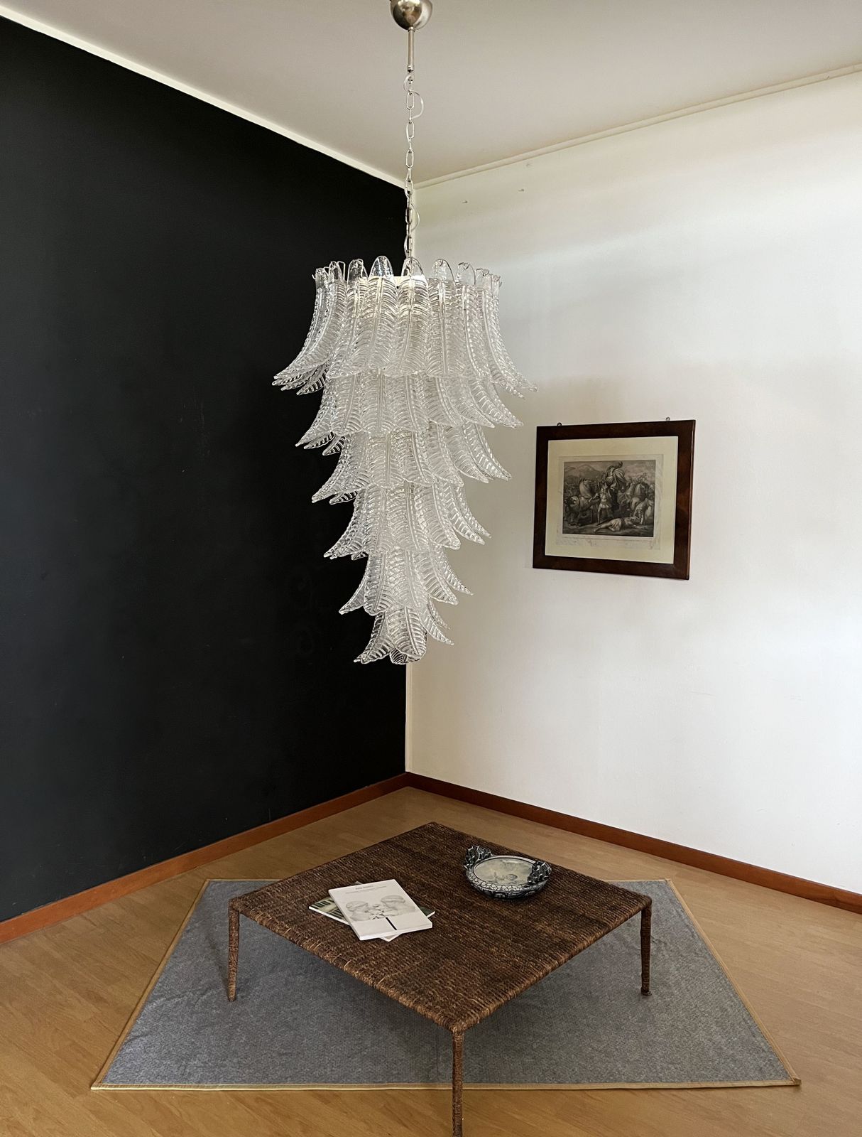 Huge Italian Murano Felci Glass Spiral Chandelier   83 Clear Glasses photo for sale