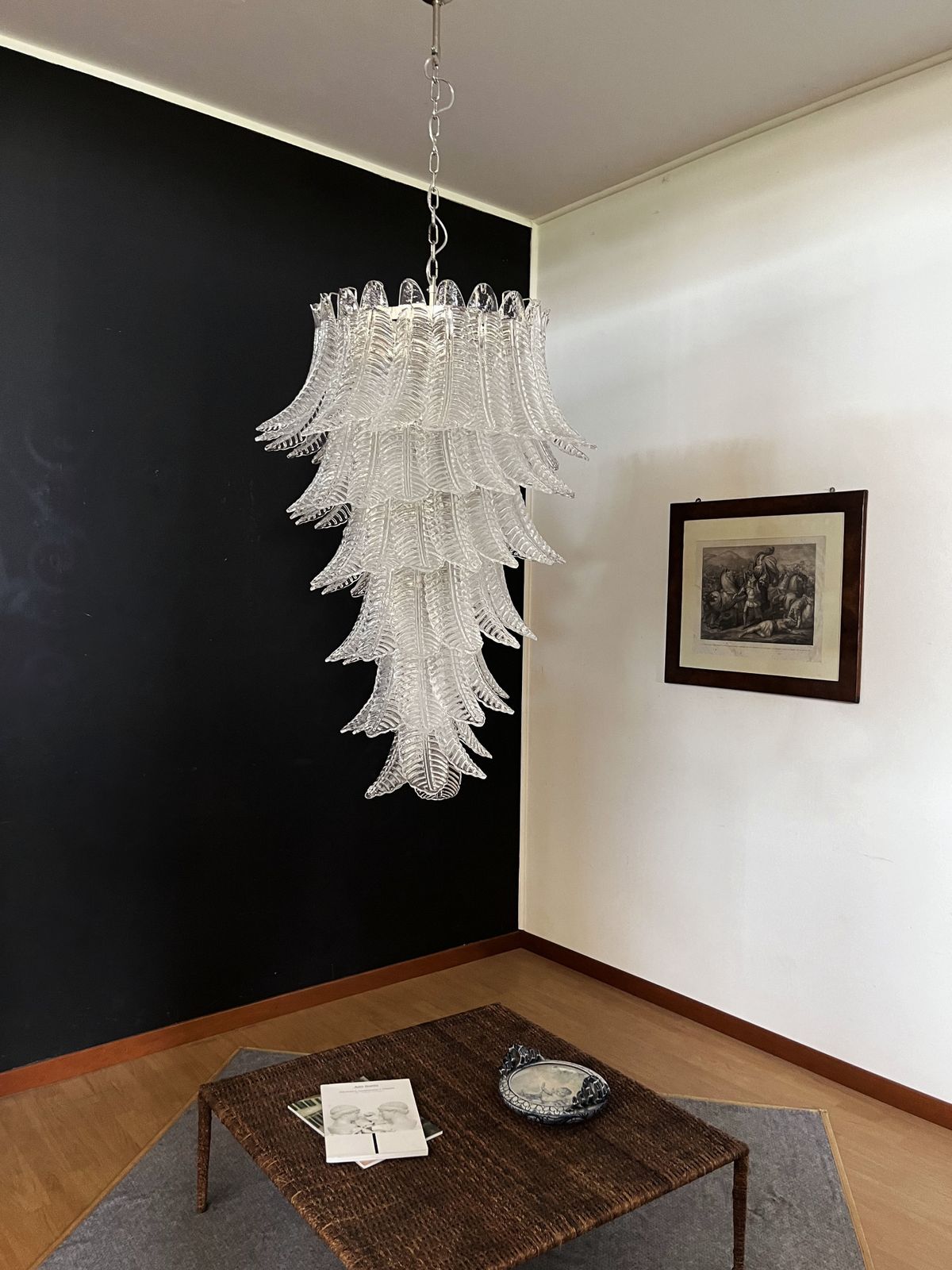 Huge Italian Murano Felci Glass Spiral Chandelier   83 Clear Glasses photo buy