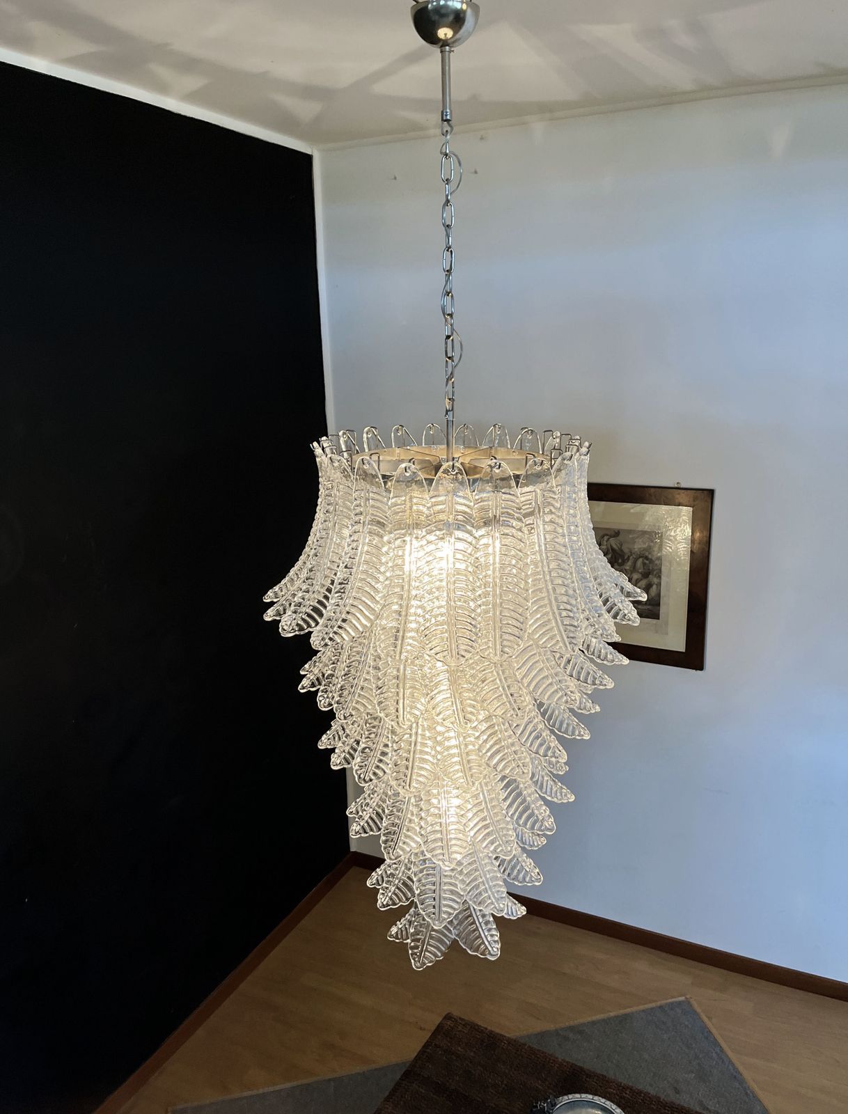 photo furniture Huge Italian Murano Felci Glass Spiral Chandelier   83 Clear Glasses