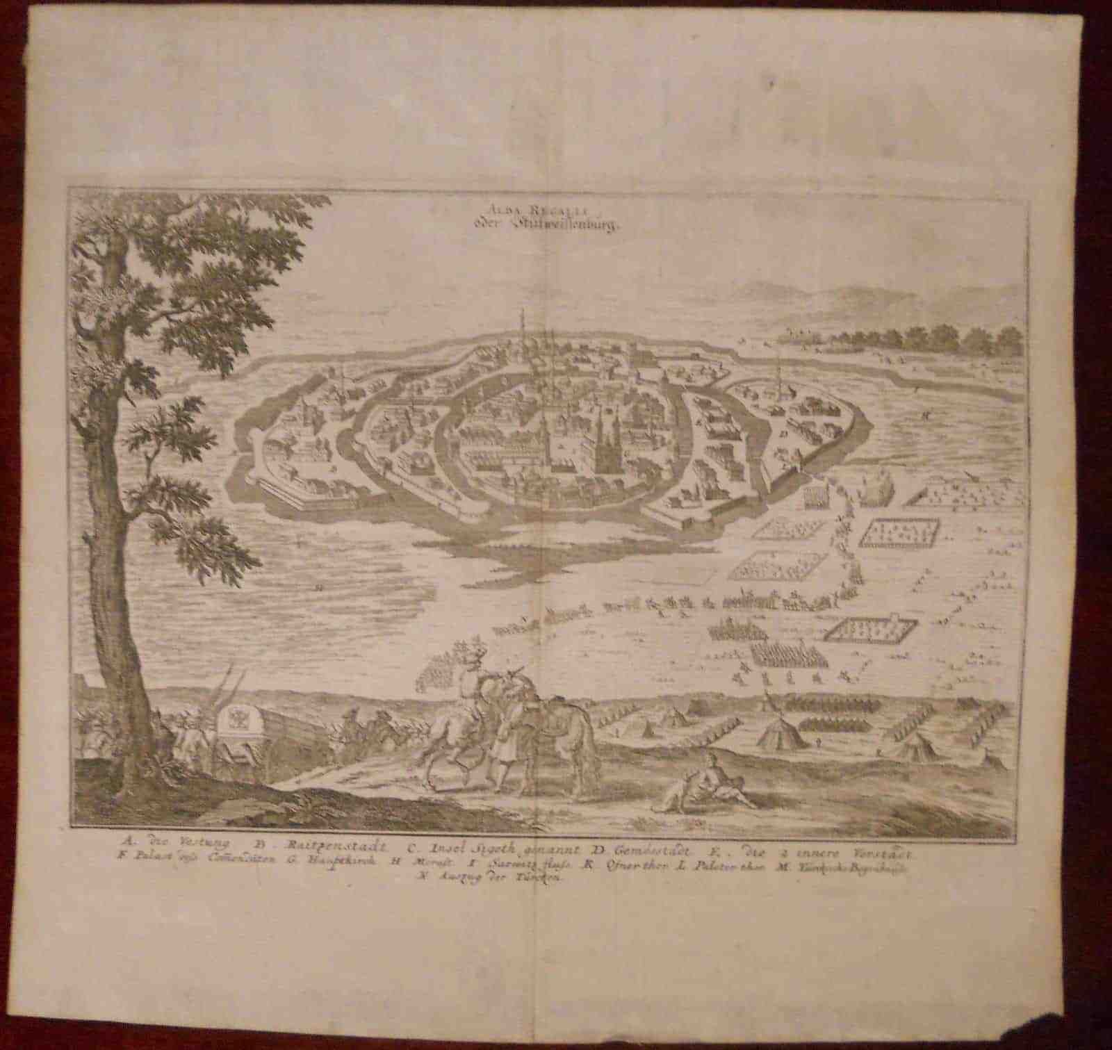 1698 Copperplate Engraving Stuhlweissenburg Székesfehérvár Hungary Merian German photo furniture