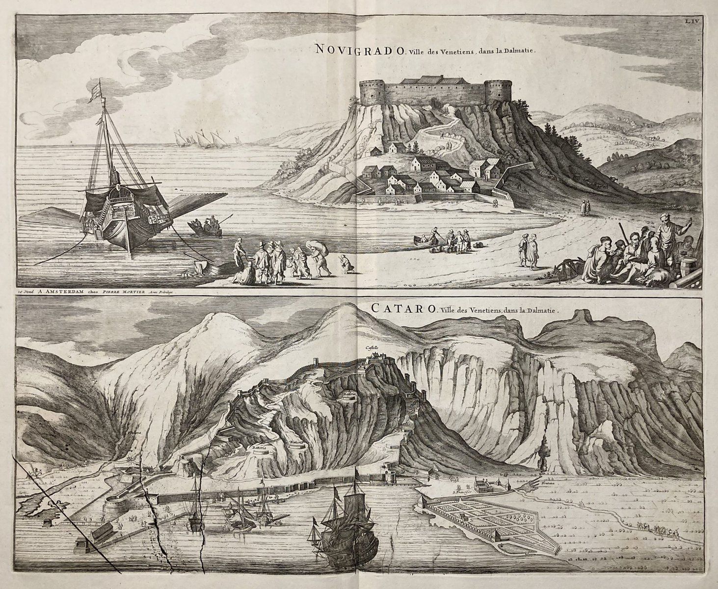 Antique Print Kotor Novigrad Bleau Nouveau Theatre De L’italie 1704