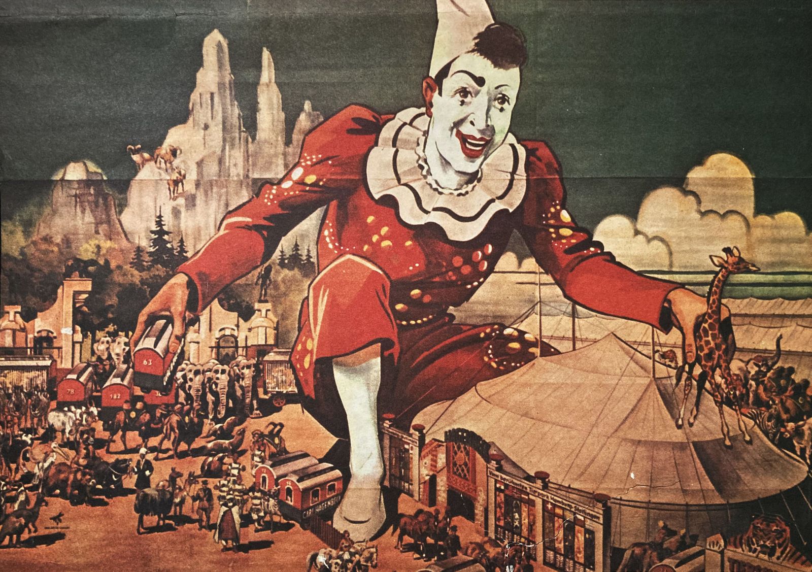 Vintage Circus Poster Ringling Bros Sarrasani Queen Of Sheba Solomon Rare