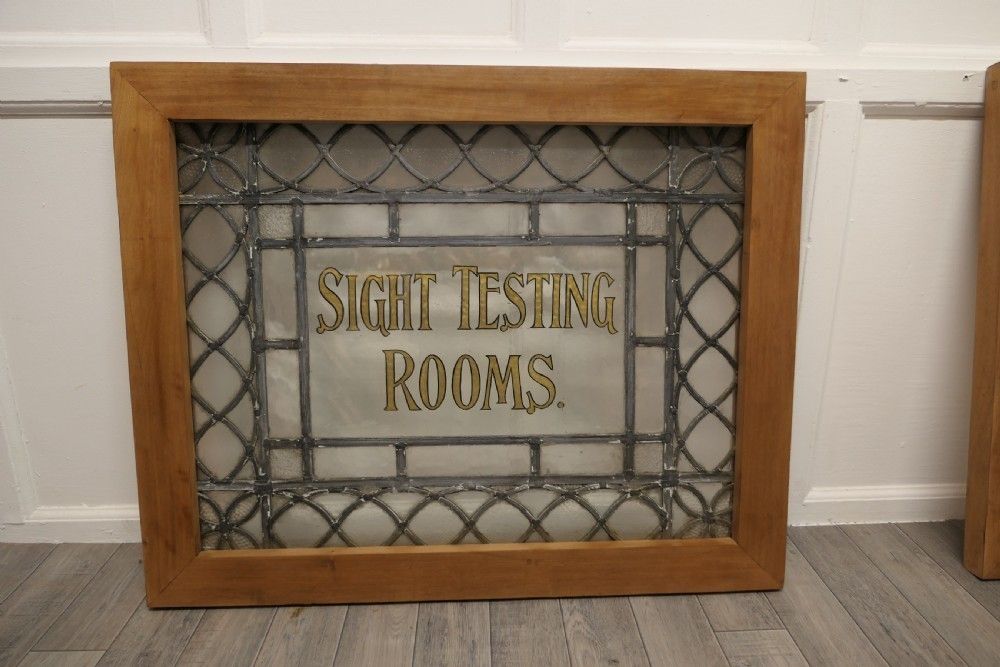 2 Large Leaded Glass Optician’s Window Signs photo Home Fixtures