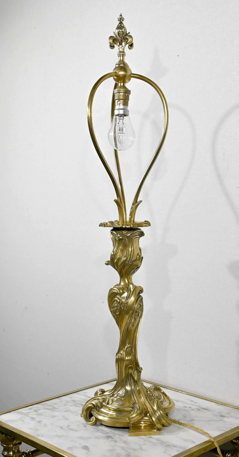 Art Nouveau Lamp In Gilt Bronze, 19th Century photo for sale
