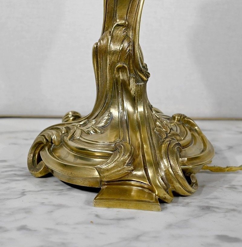 Art Nouveau Lamp In Gilt Bronze, 19th Century photo vintage