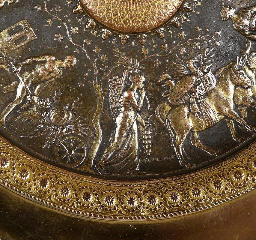 Tazza Cup In Gilt Bronze, Signed F. Levillain, F. Barbedienne, 19th Century photo vintage