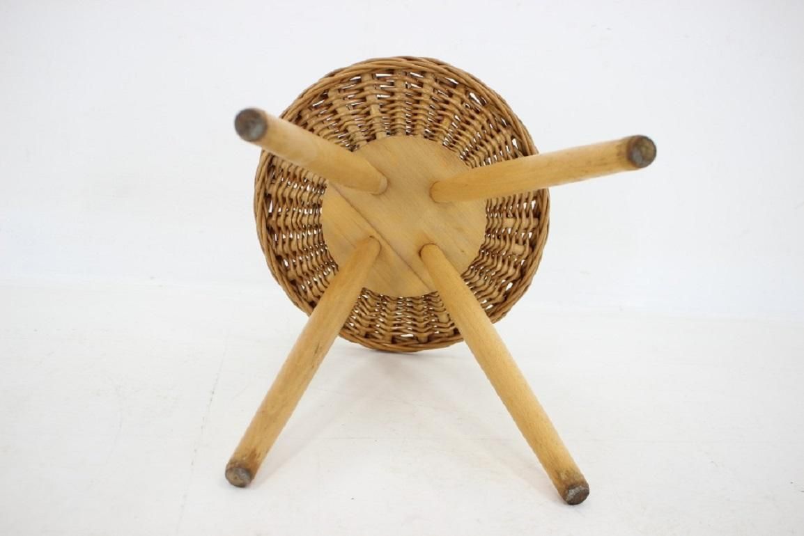1970 Jan Kalous Beech An Rattan Side Table By Uluv,Czechoslovakia photo Furniture