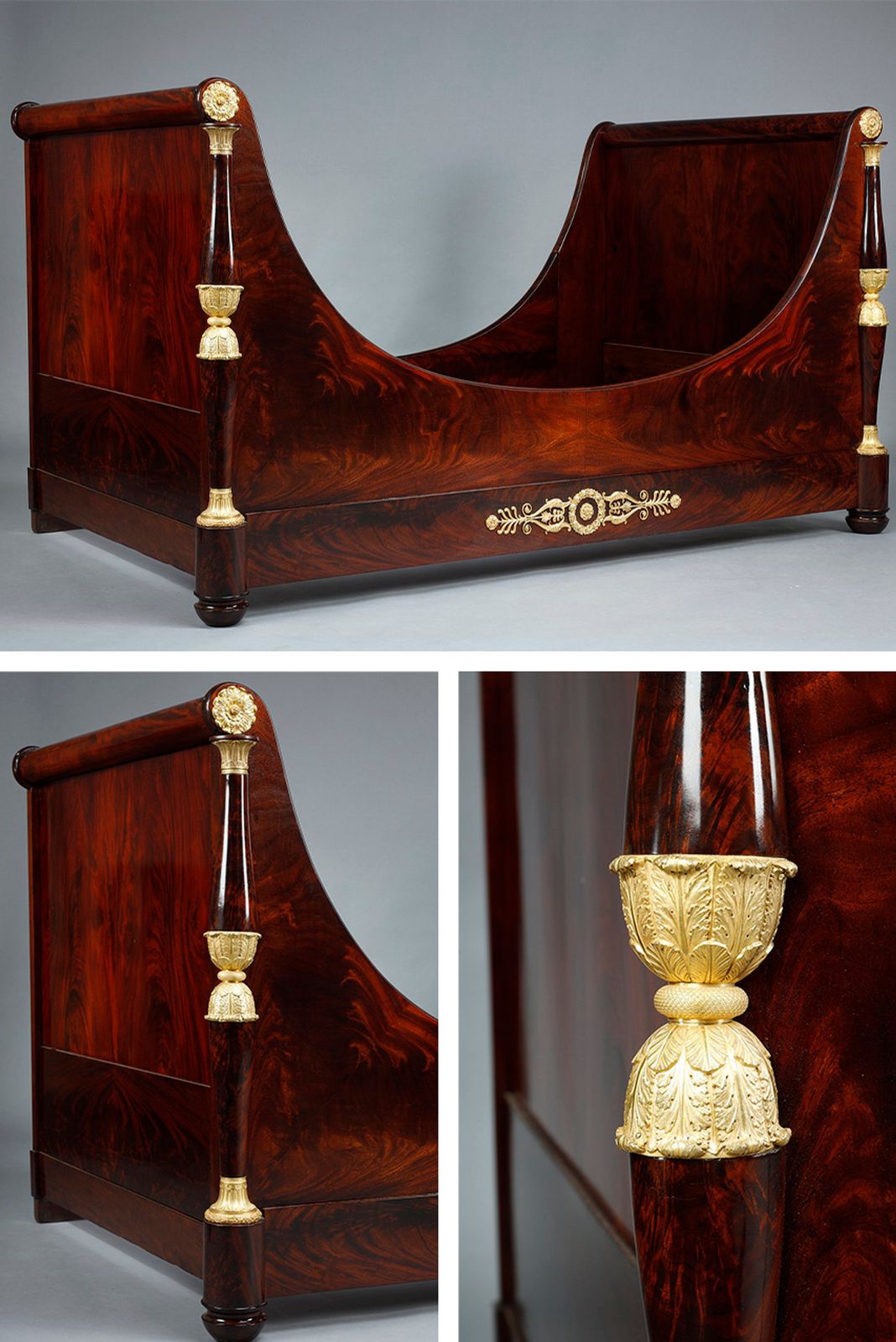Large Solid Mahogany Boat Bed From The Empire Period photo furniture