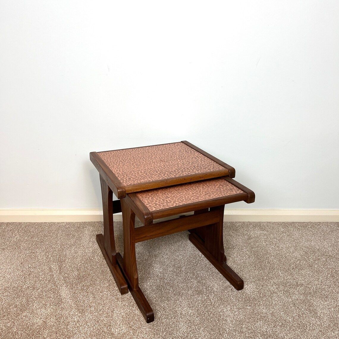 60s G Plan Hamered Copper Top Nest Of Tables photo for sale