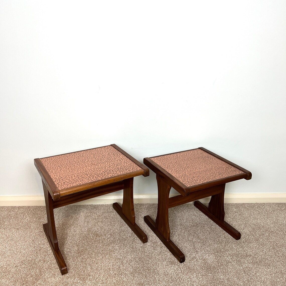 60s G Plan Hamered Copper Top Nest Of Tables photo vinterior