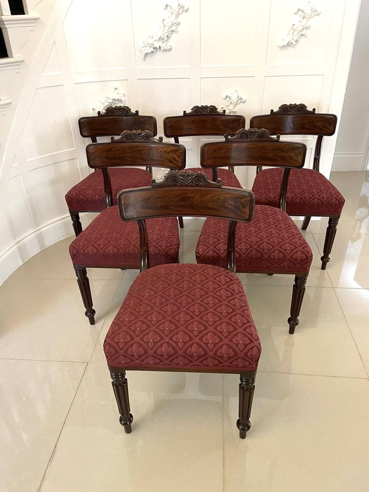 Fine Set Of 6 Antique 19th Century Quality Mahogany Library Chairs By Gillows