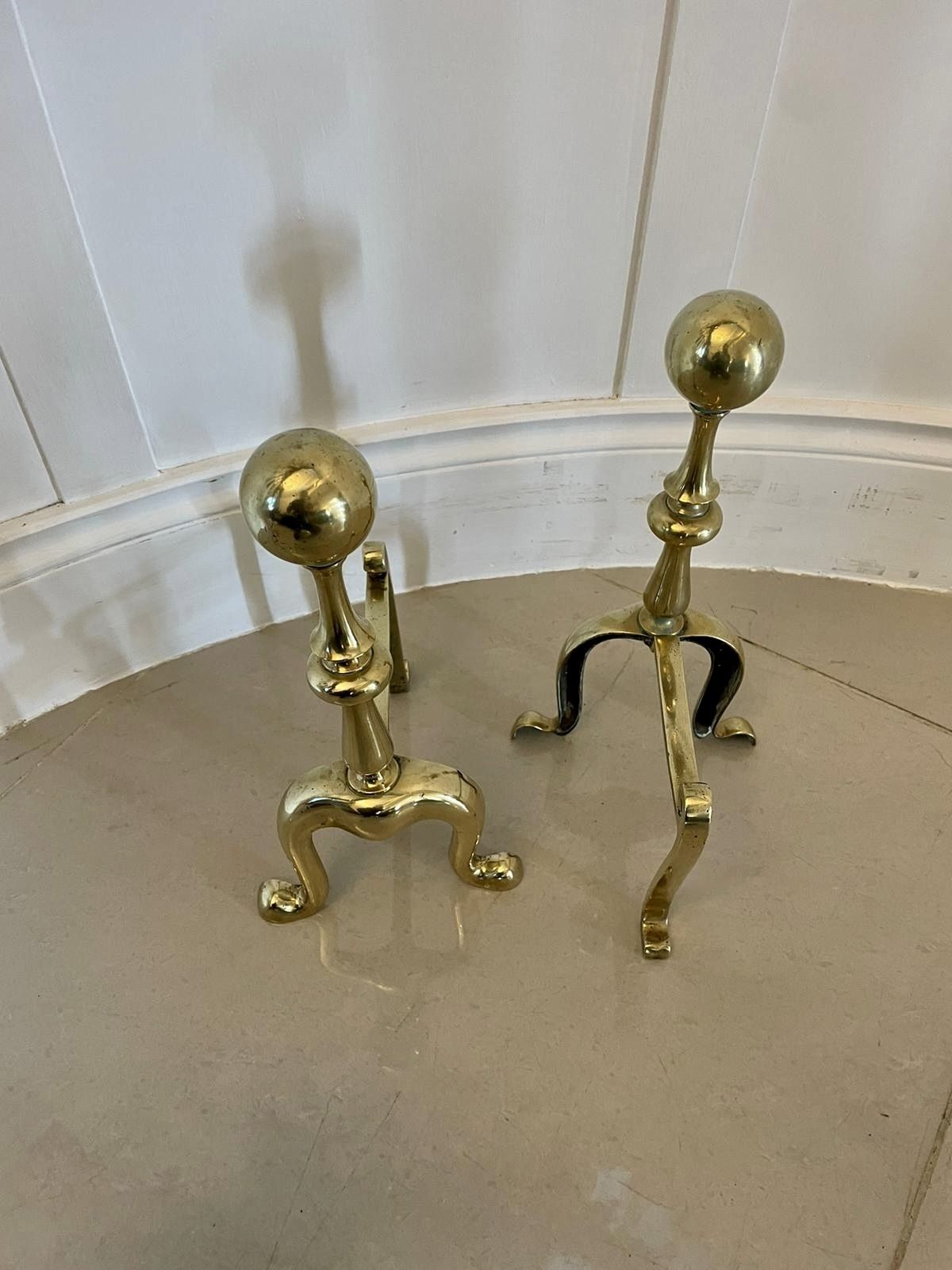 Pair Of Antique 19th Century Quality Brass Fire Dogs photo Home Fixtures