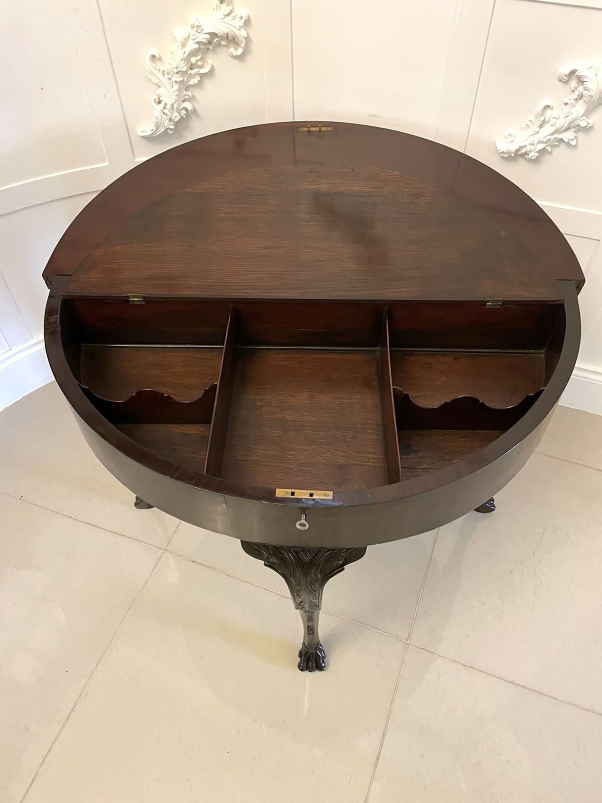 Unusual 18th Century Antique Quality Mahogany Irish Triple Top Card Table photo furniture