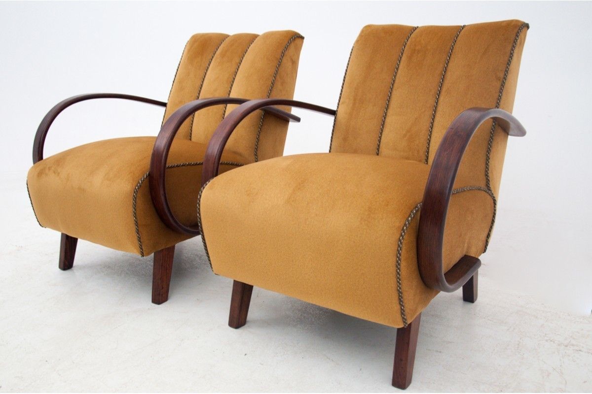 Art Deco Yellow Armchairs By J. Halabala, Czechoslovakia, 1930s photo furniture