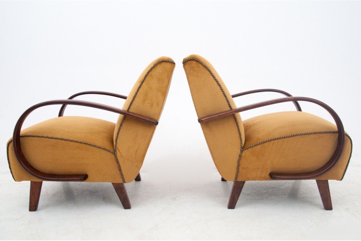 Art Deco Yellow Armchairs By J. Halabala, Czechoslovakia, 1930s photo buy