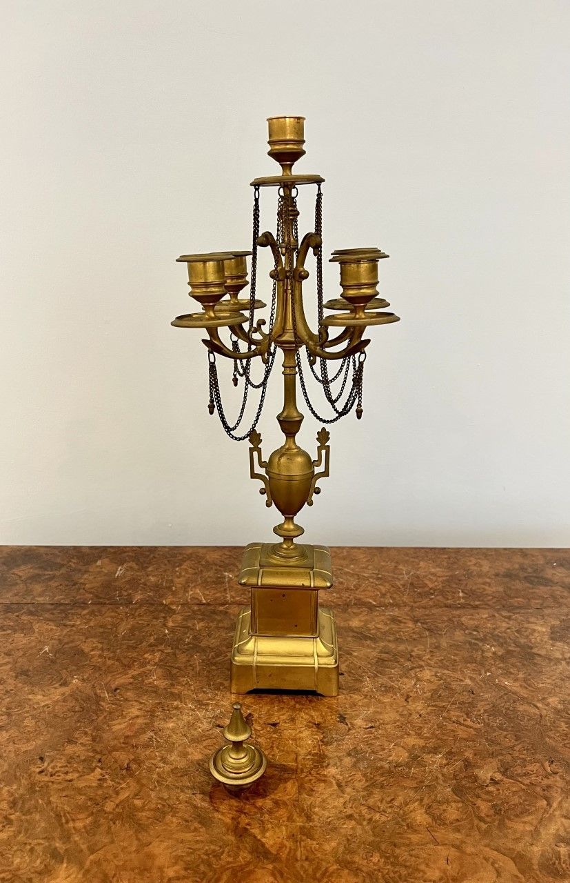 Large Pair Of Victorian Quality Gilded Brass Candelabras photo for sale
